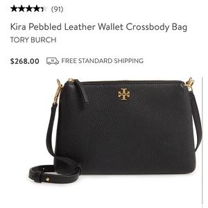 Tory Burch Kira Pebbled Leather Wallet Crossbody Purse